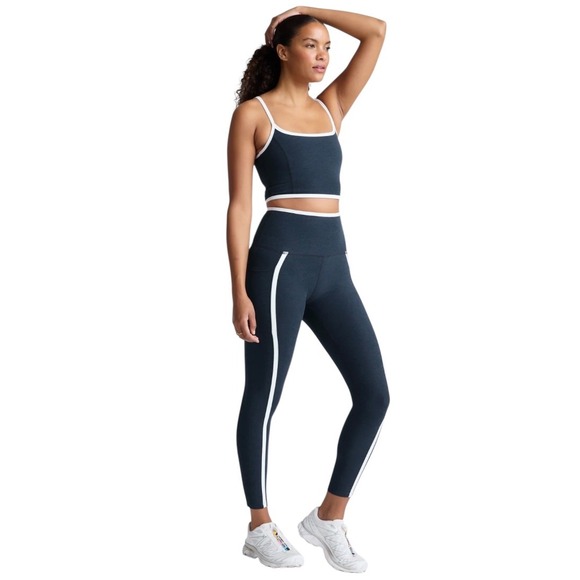 Beyond Yoga Pants - Beyond Yoga Navy White Set Crop Tank Medium & Leggings Small Gym Athleisure EUC
